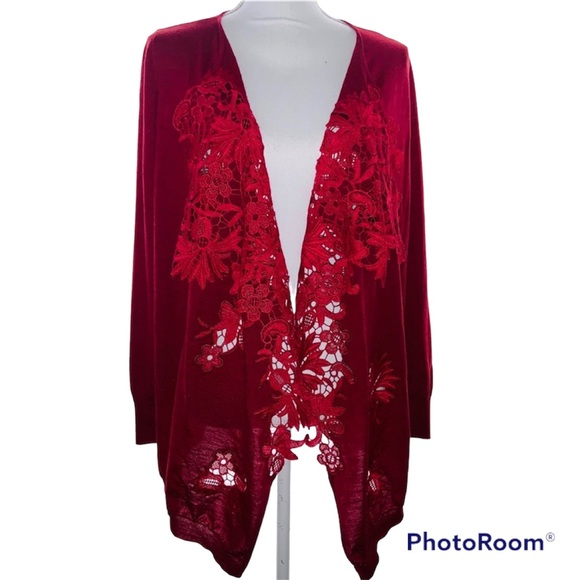 Oscar de la Renta burgundy cardigan - Picture 1 of 7